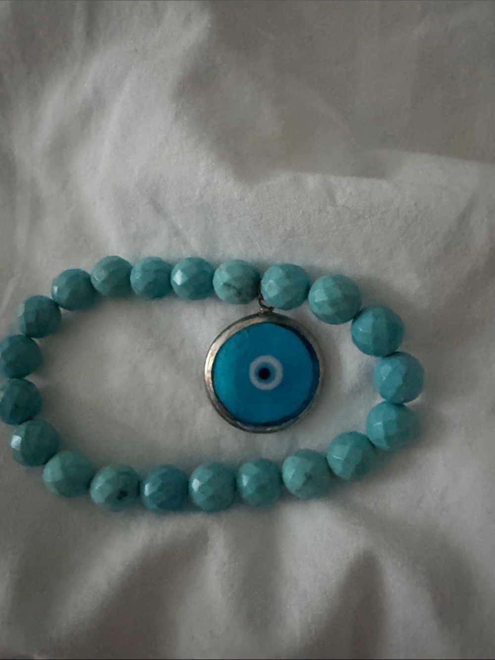 Turquoise Beaded Bracelet with Blue Evil Eye Charm